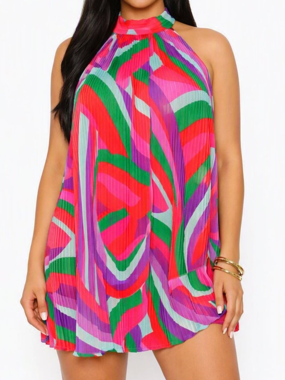 St. Lucia Plisse Mini Dress (DRESS ONLY)